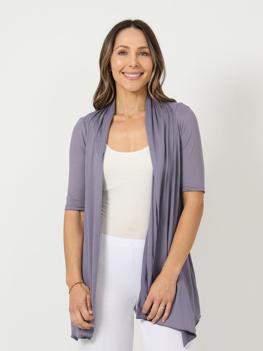 Basic Womens Loose Fit  Half Sleeve Open Front Jacket