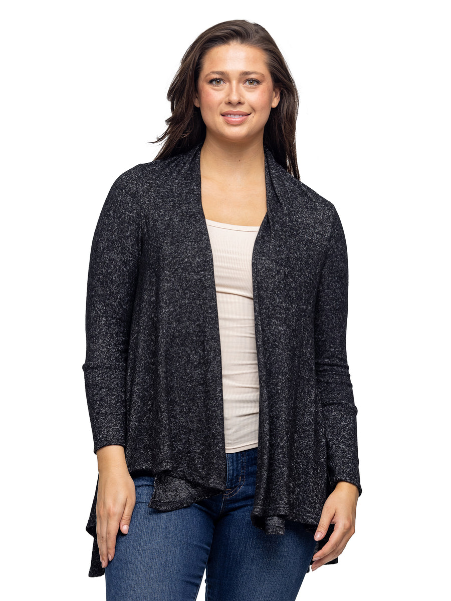 Essential Womens Open Front Long Sleeve High Low Cozy Jacket