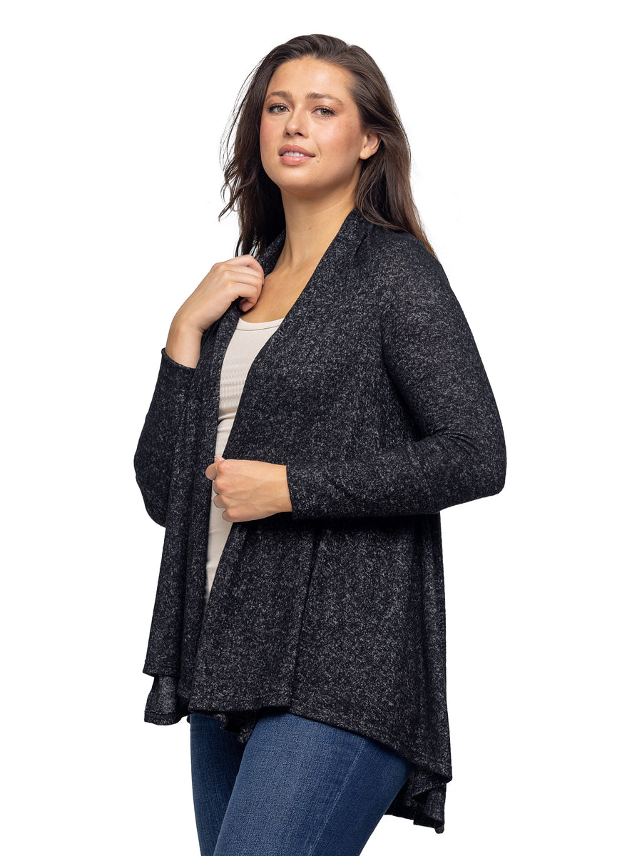 Essential Womens Open Front Long Sleeve High Low Cozy Jacket