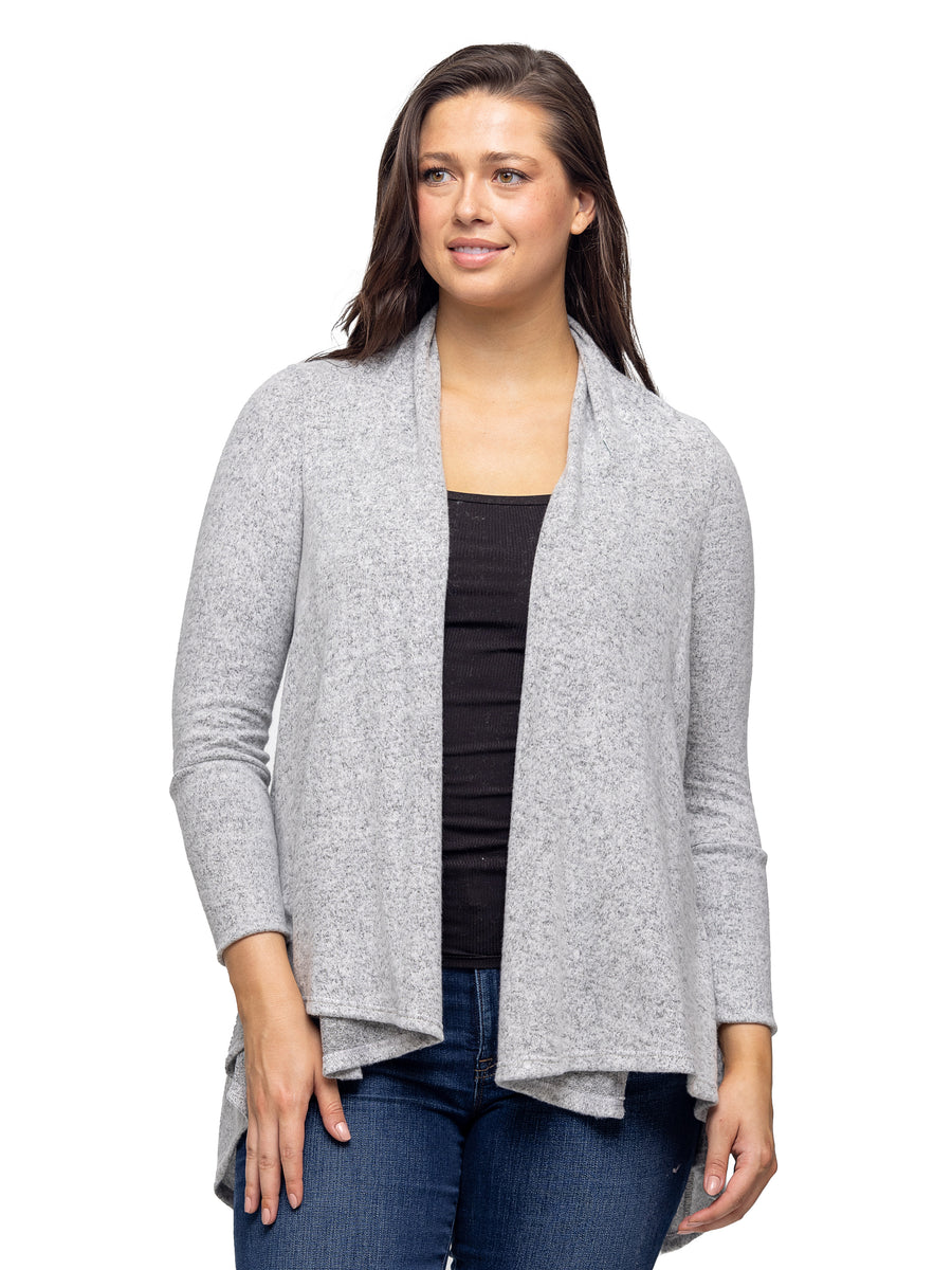 Essential Womens Open Front Long Sleeve High Low Cozy Jacket