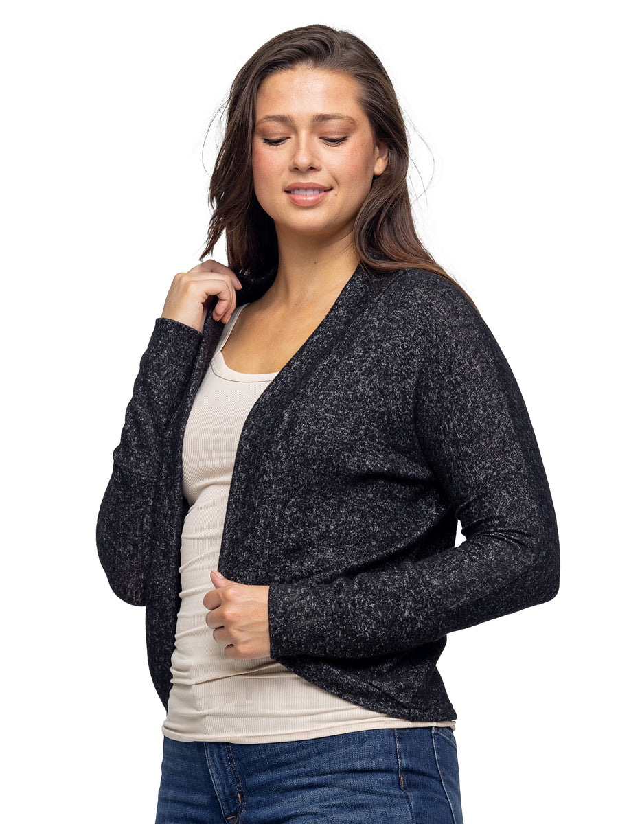 Essential Womens Curved Hem Open Front Long Bolero Shrug