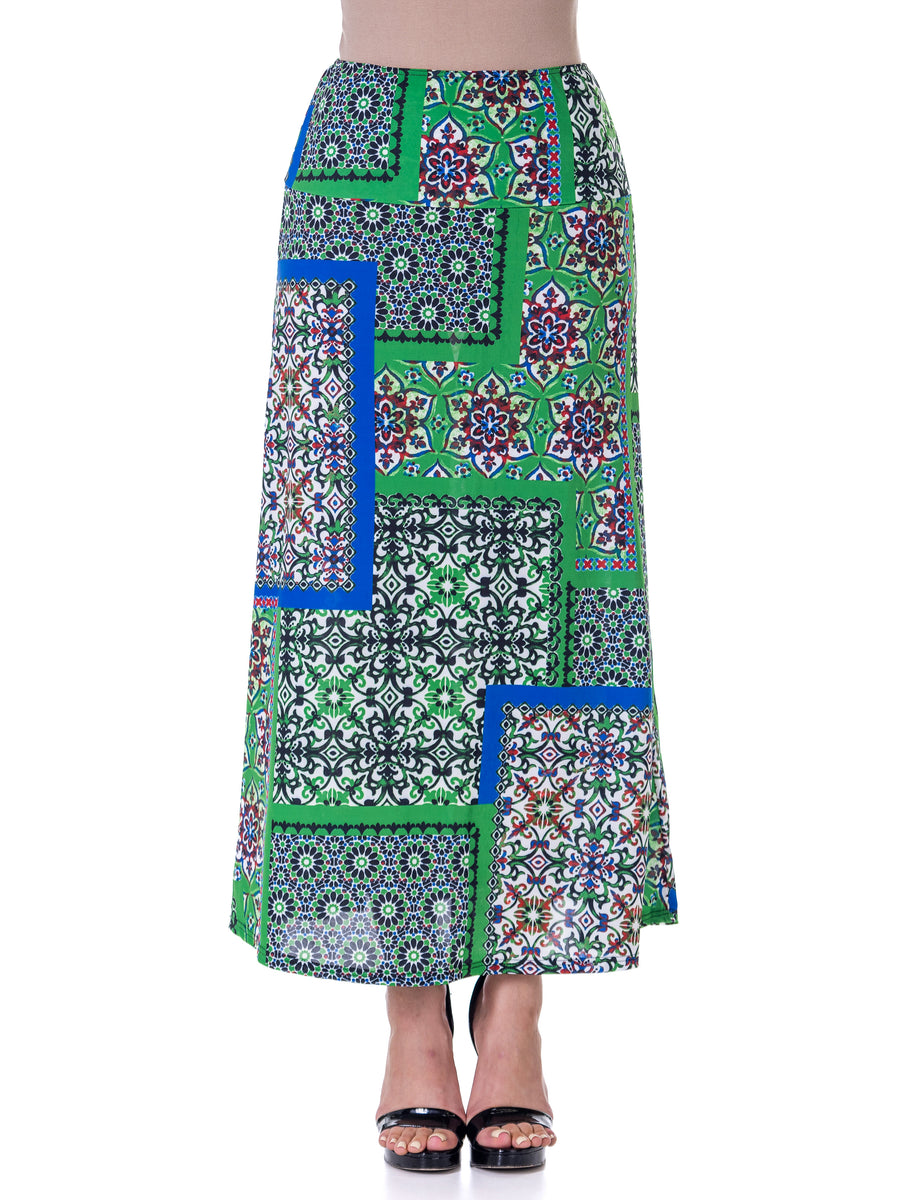 Essential Womens Elastic Waist Ankle Length Comfortable Maxi Skirt