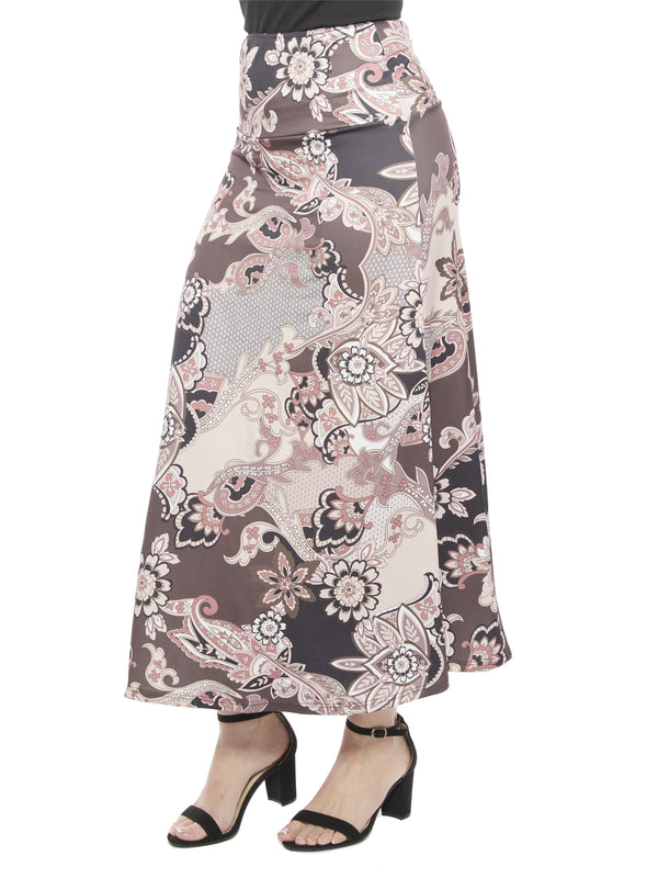 Essential Womens Paisley Elastic Waist A Line Maxi Skirt