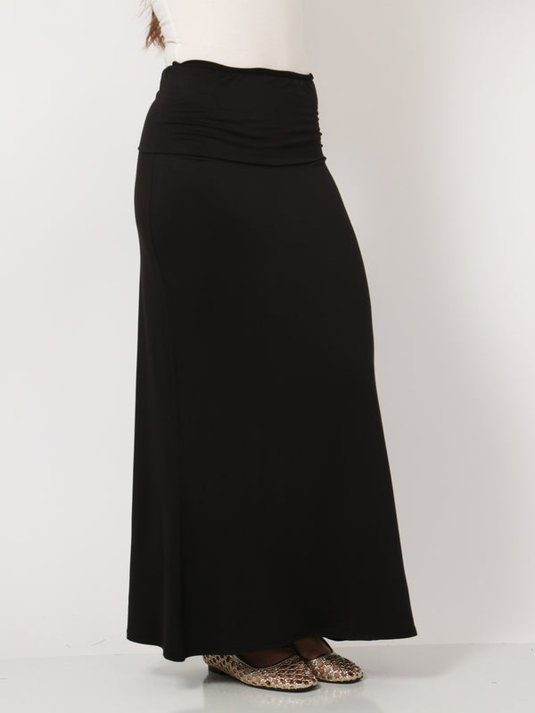 Basic Womens Comfortable Foldover Maxi Skirt