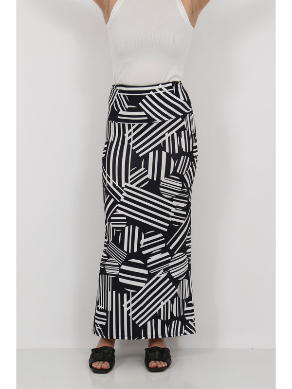 Essential Womens Abstract Print Foldover Waist Maxi Skirt