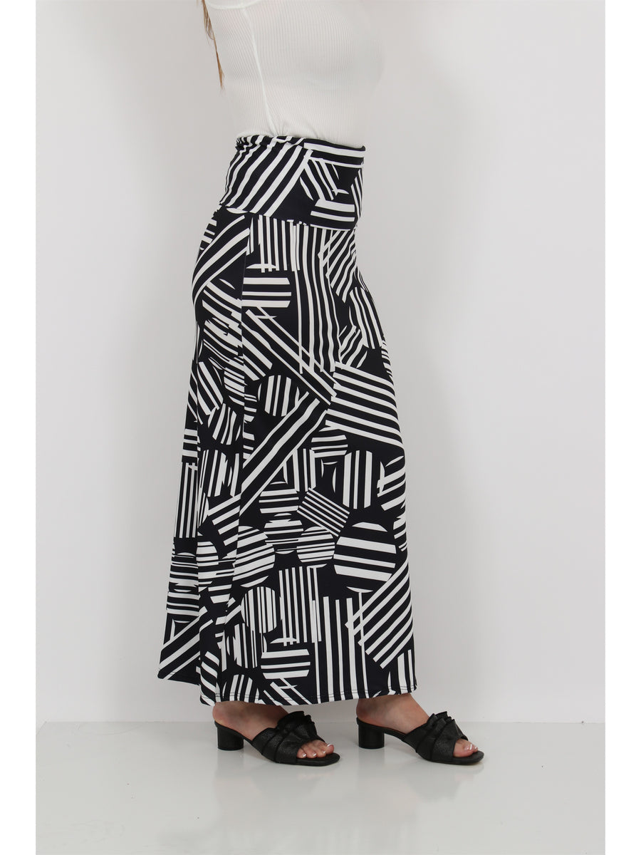 Essential Womens Abstract Print Foldover Waist Maxi Skirt
