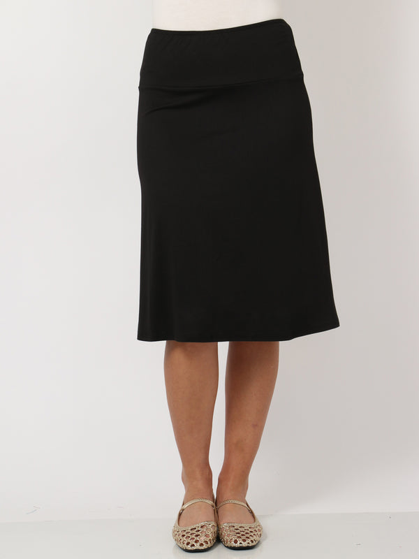 Basic Womens A Line Elastic Waist Knee Length Skirt