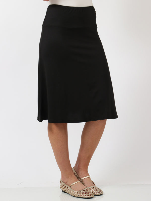 Basic Womens A Line Elastic Waist Knee Length Skirt