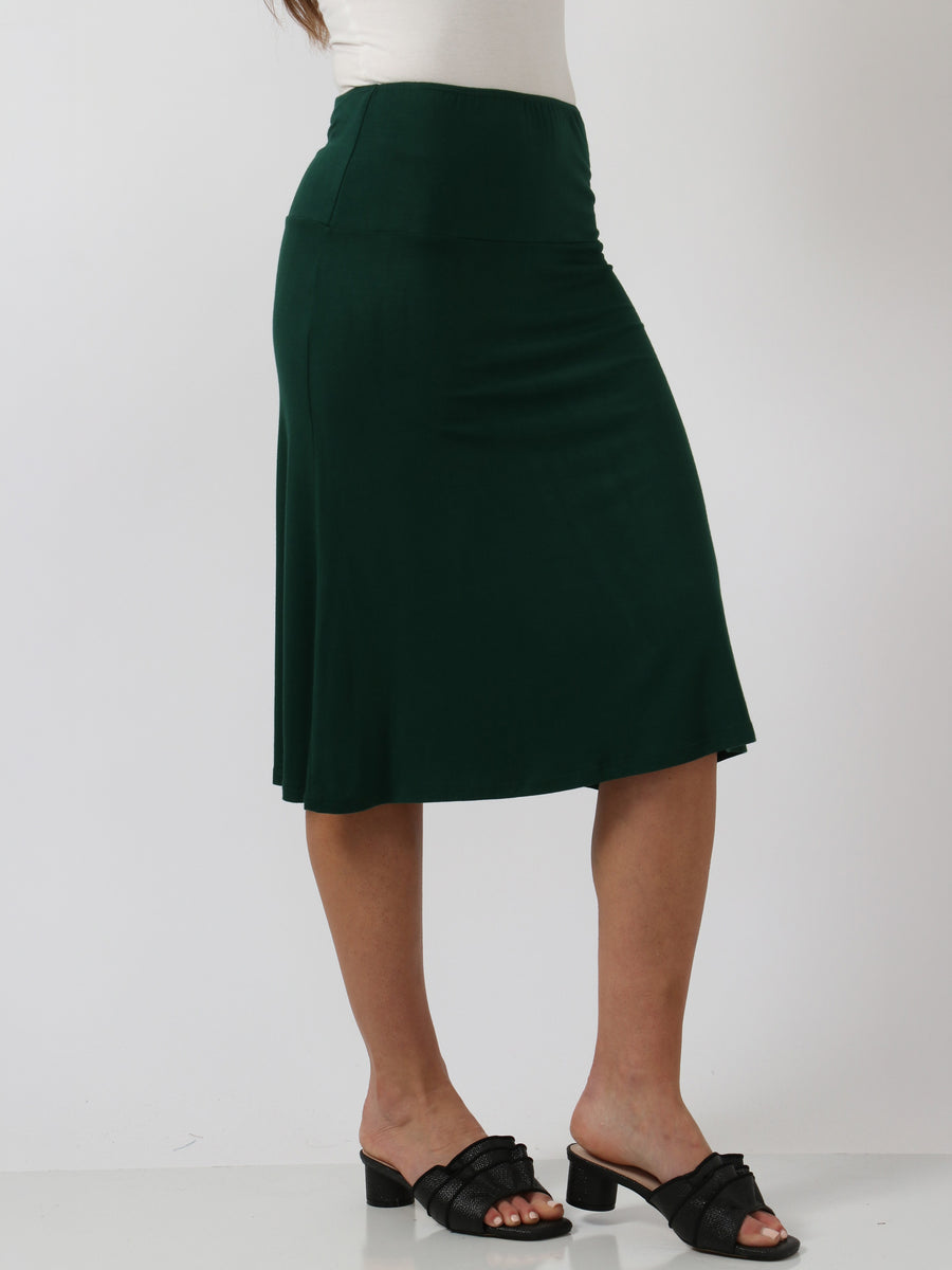 Basic Womens A Line Elastic Waist Knee Length Skirt