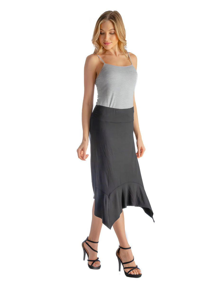 Essential  Womens Knee Length Elastic Waist Handkerchief Skirt