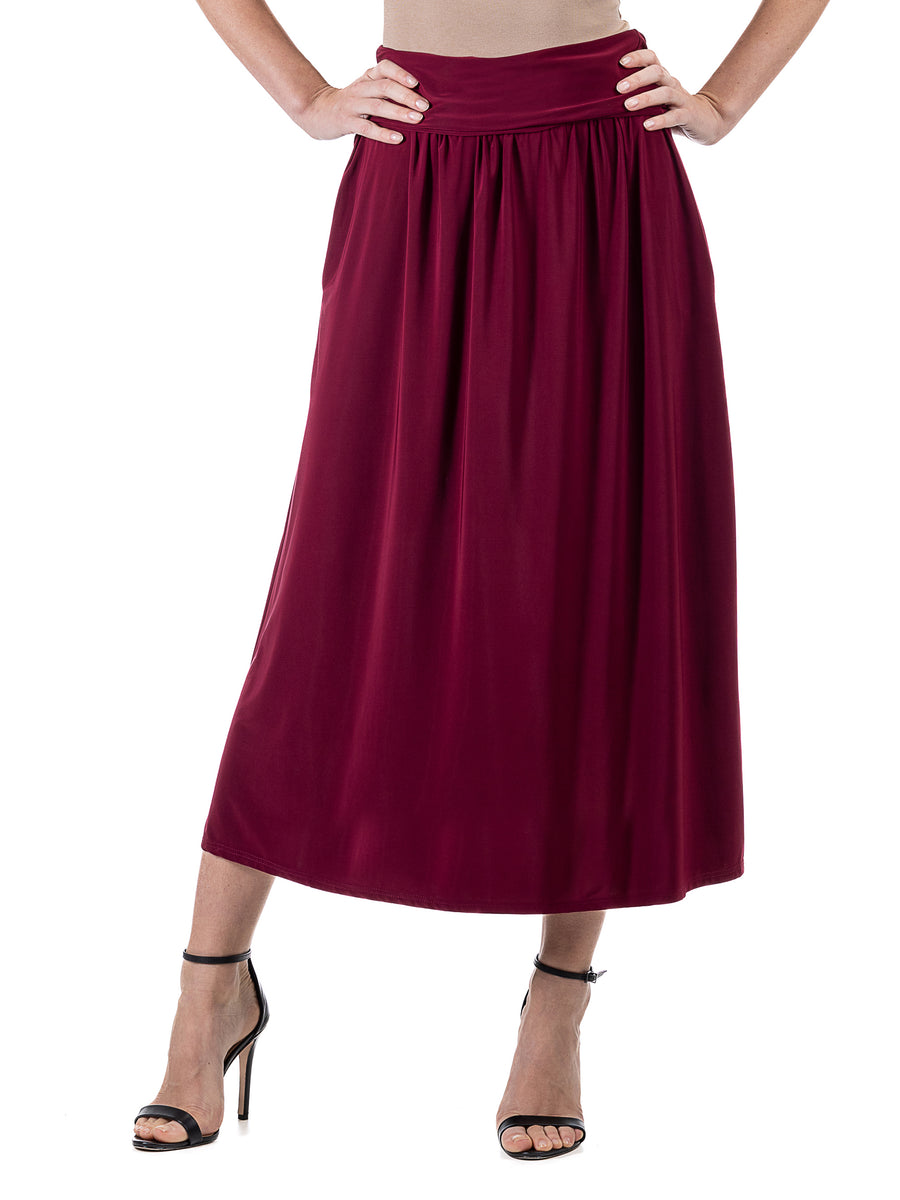 Essential Womens Pocket Foldover Maxi Skirt