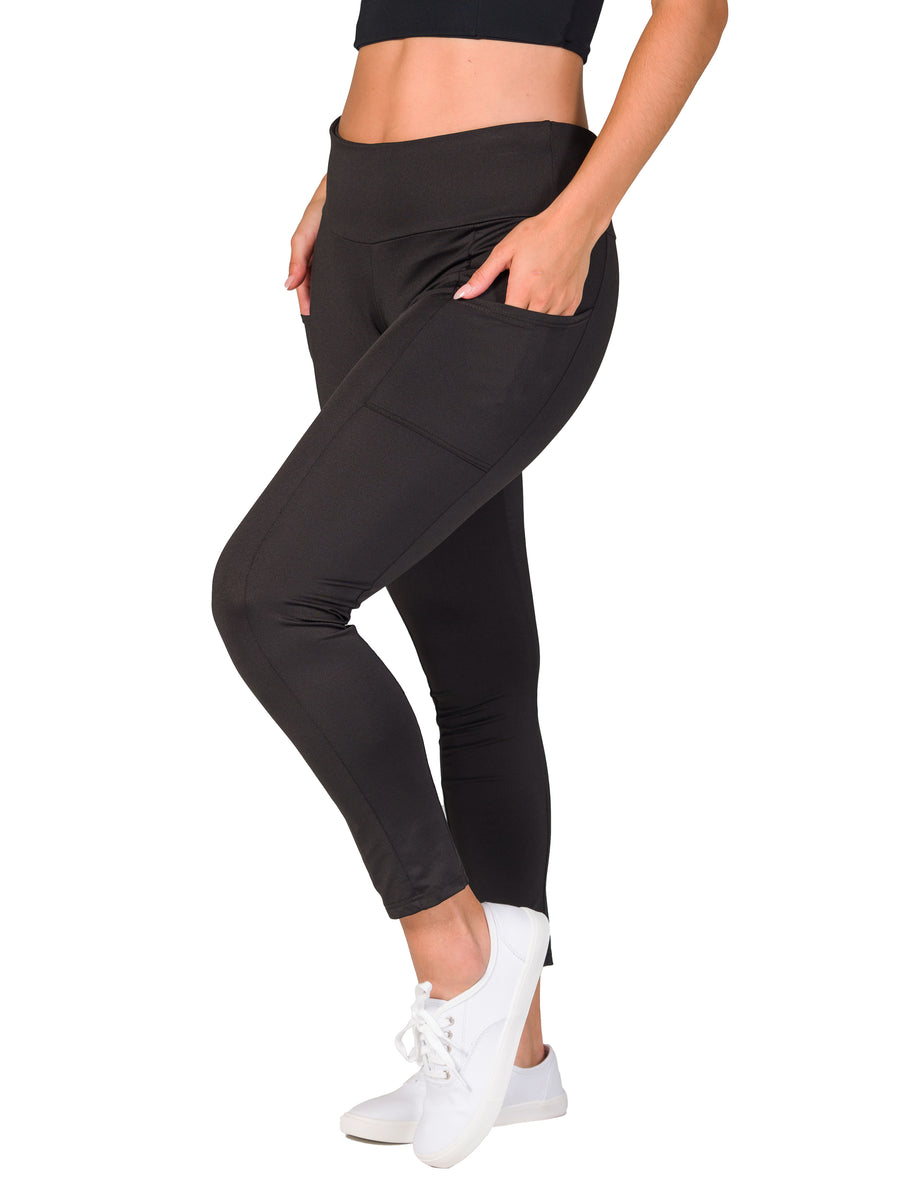 Basic Womens Side Pocket Ankle Length Yoga Pant Leggings
