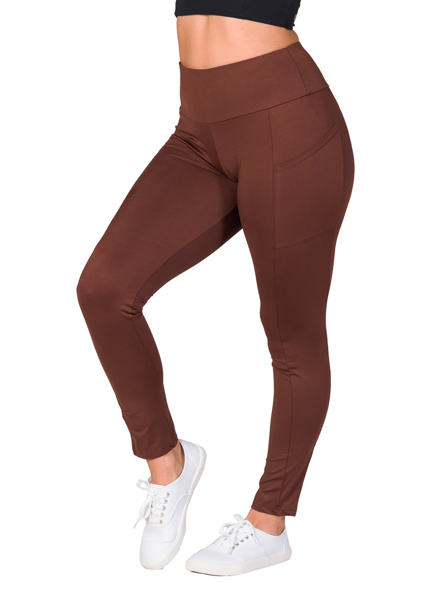 Basic Womens Side Pocket Ankle Length Yoga Pant Leggings