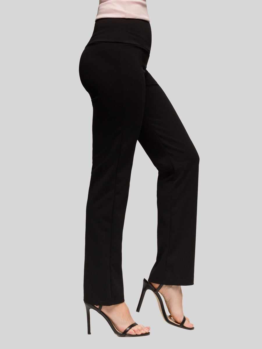 Essential Petite Straight Leg Stretch Elastic High Waist Dress Pants