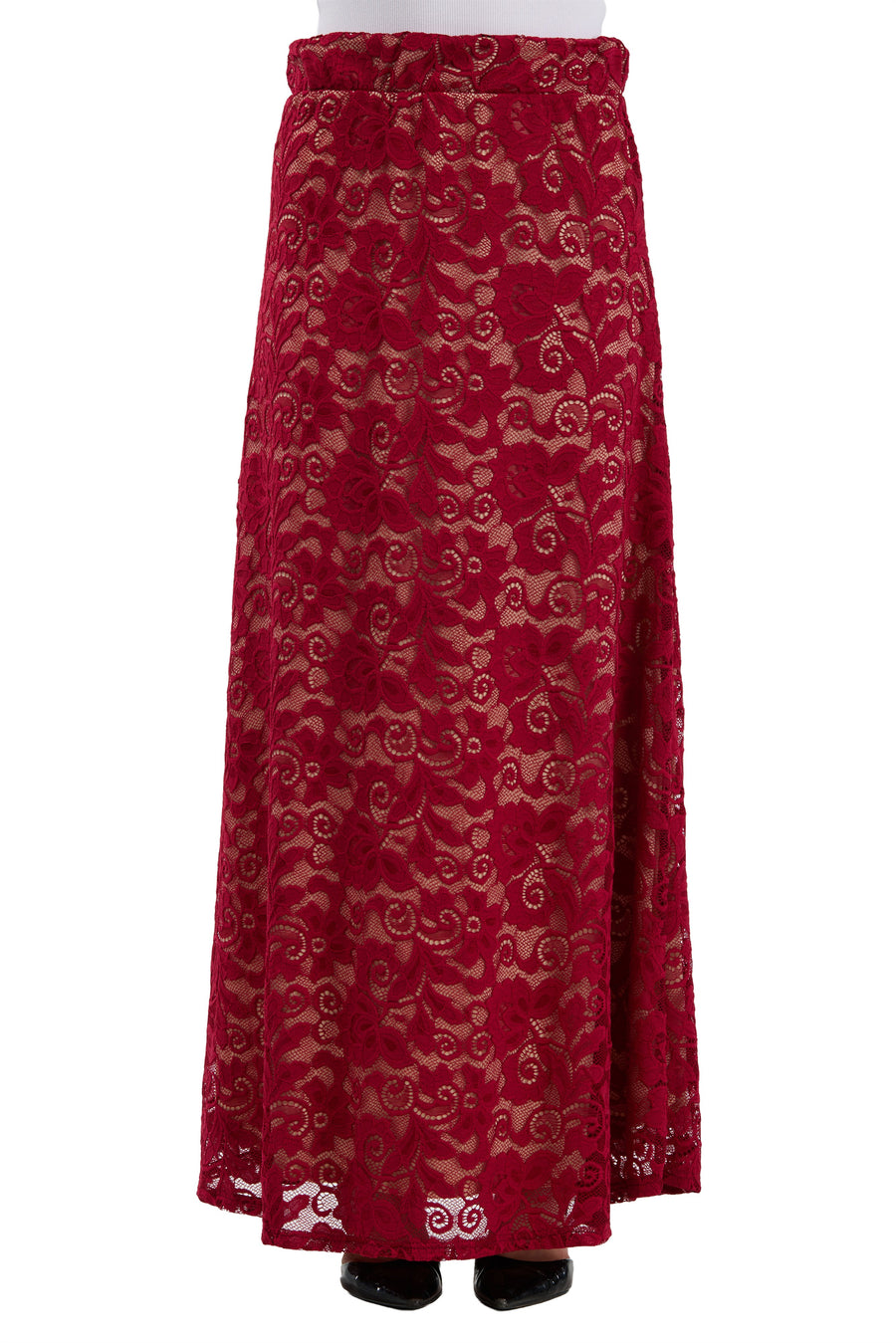 24seven Comfort Elevate Womens Elegant Lace Elastic Waist Maxi Skirt