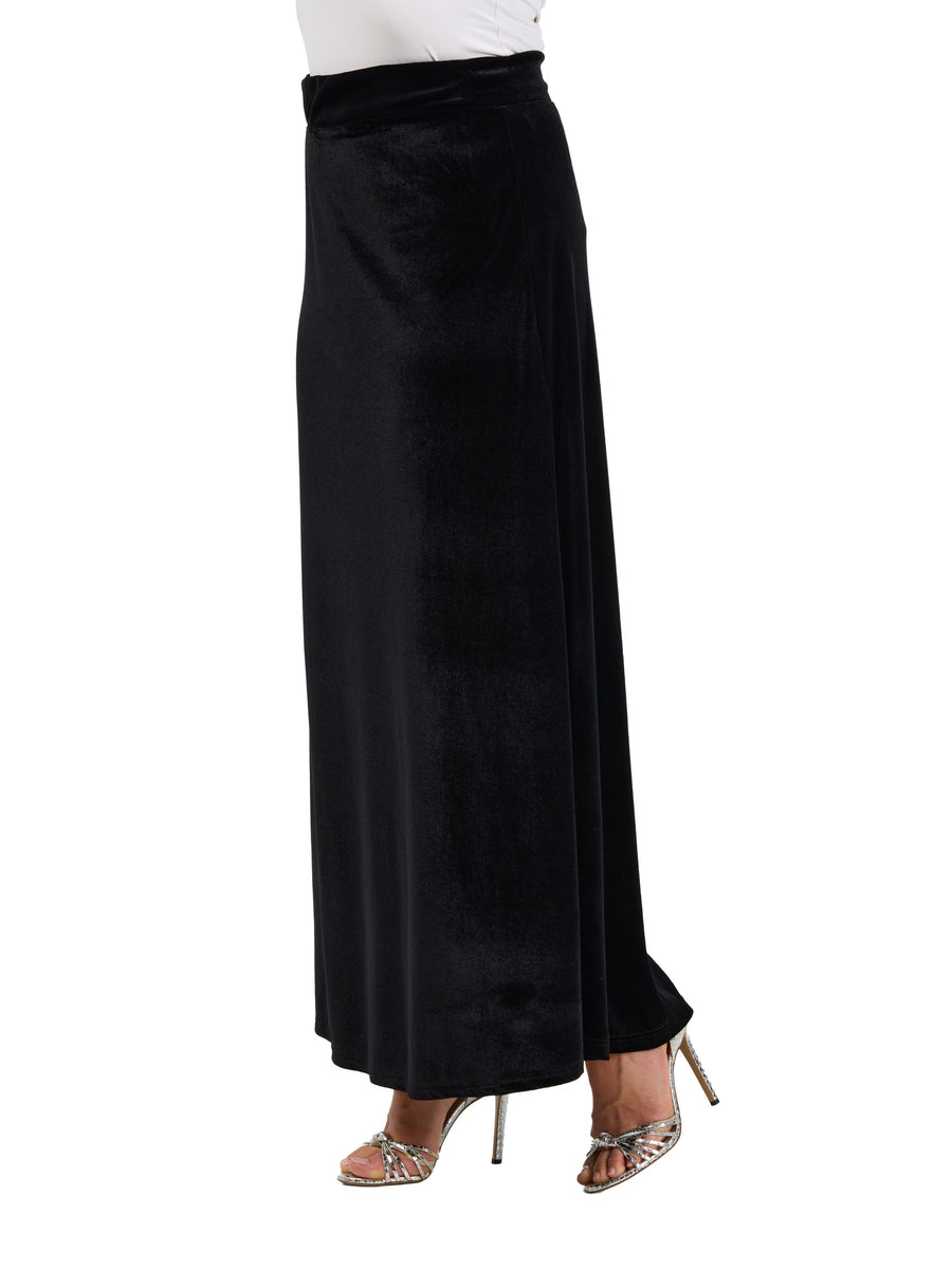 24seven Comfort Elevate Womens Velvet Elastic Waist Soft Stretch Maxi Skirt