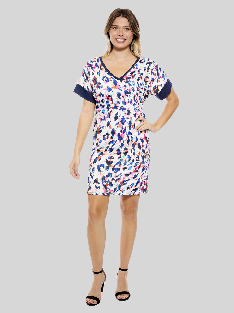 Essential Womens Animal Short Sleeve Knee Length T Shirt Dress