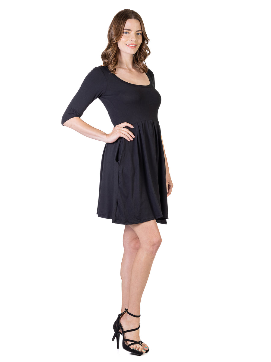 Essential Womens Scoop Neck Fit N Flare Mini Dress