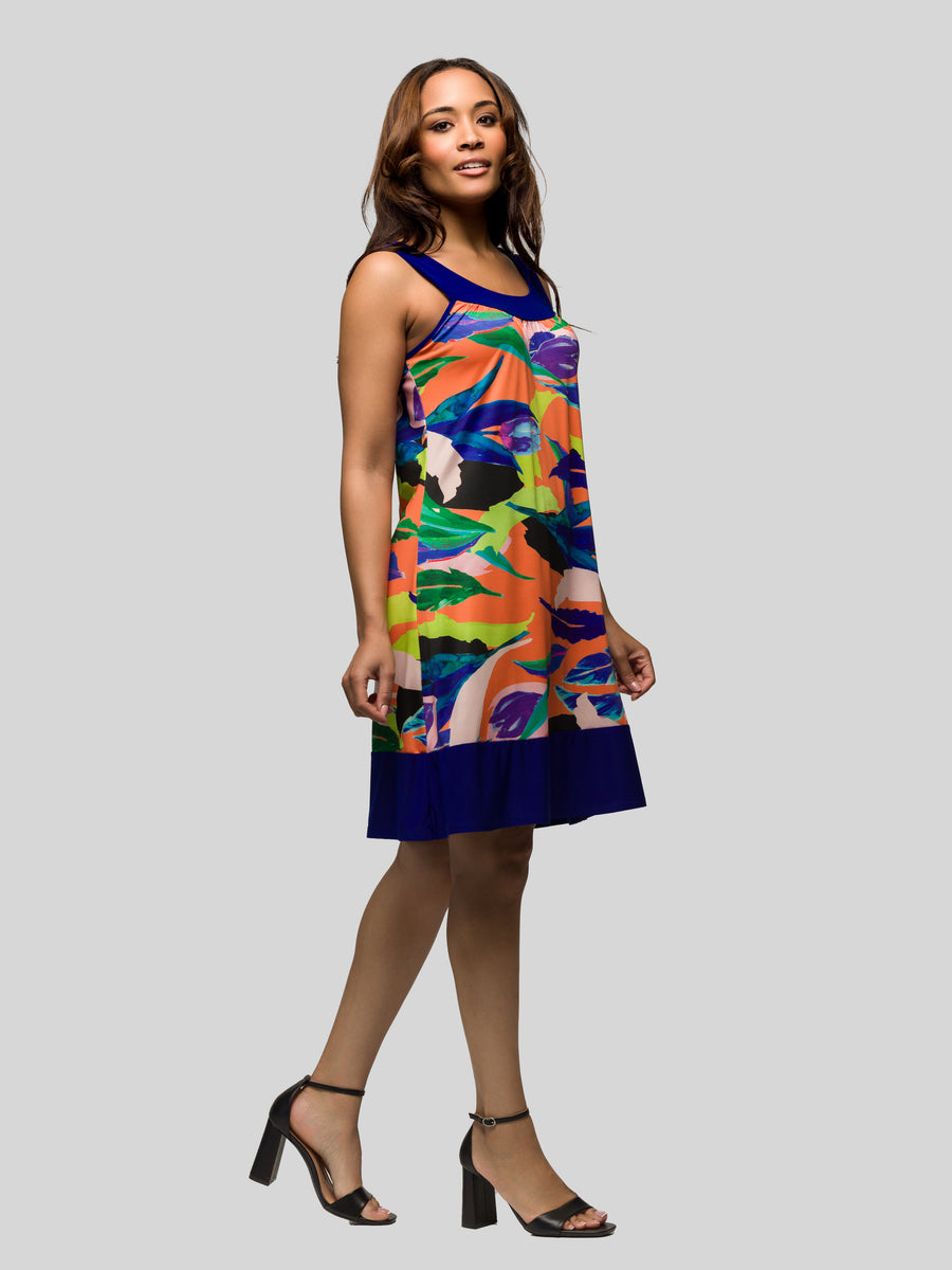 Essential Womens Floral Scoop Neck Sleeveless Knee Length Shift Dress