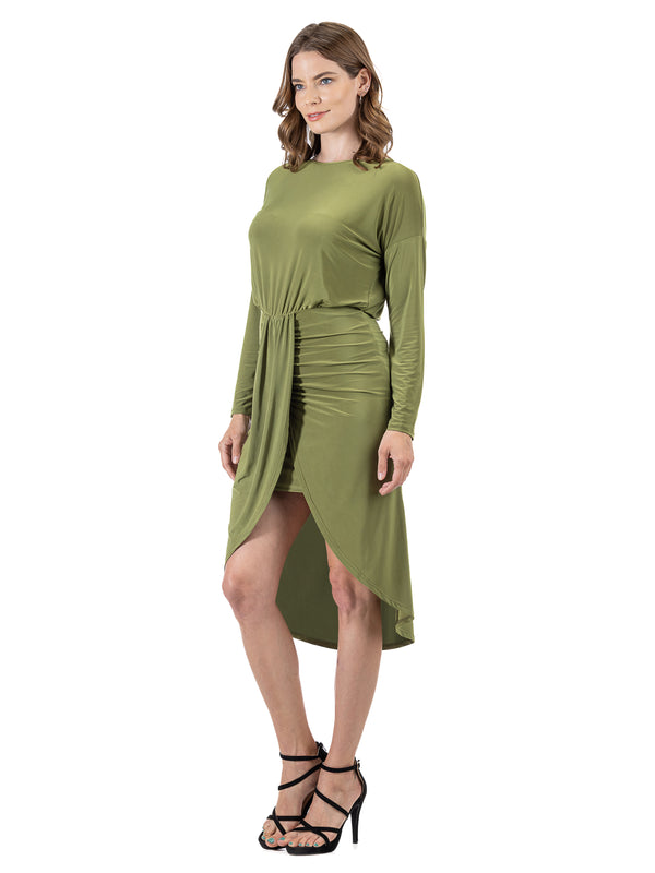 Elevate Womens Round Neck Dolman Sleeve Knee Length Skirt Dress