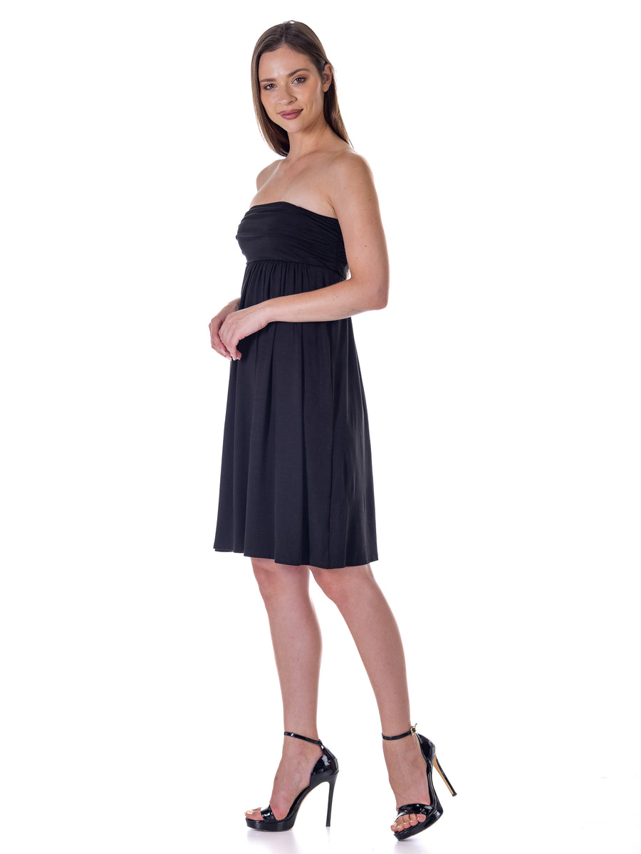 Essential Womens Strapless Pleated A Line Knee Length Dress