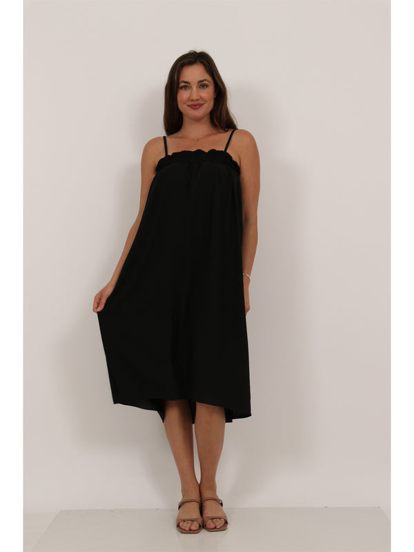 Essential Womens Spaghetti Strap Smocked Pocket A Line Maxi Dress