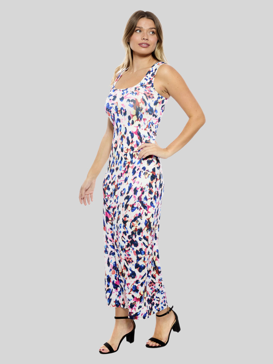 Essential Womens Animal Scoop Neck Sleeveless Tank Racerback Maxi Dress