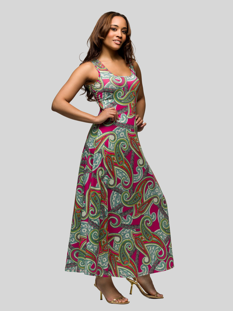 Essential Womens Hot Paisley Scoop Neck Sleeveless A Line Maxi Dress