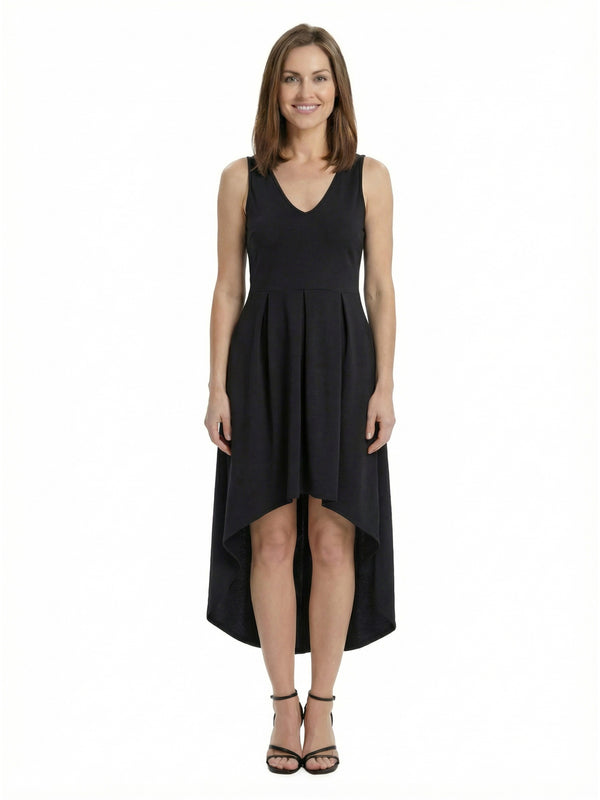 Elevate Petite Sleeveless V Neck High Low Fit N Flare Pocket Midi Dress