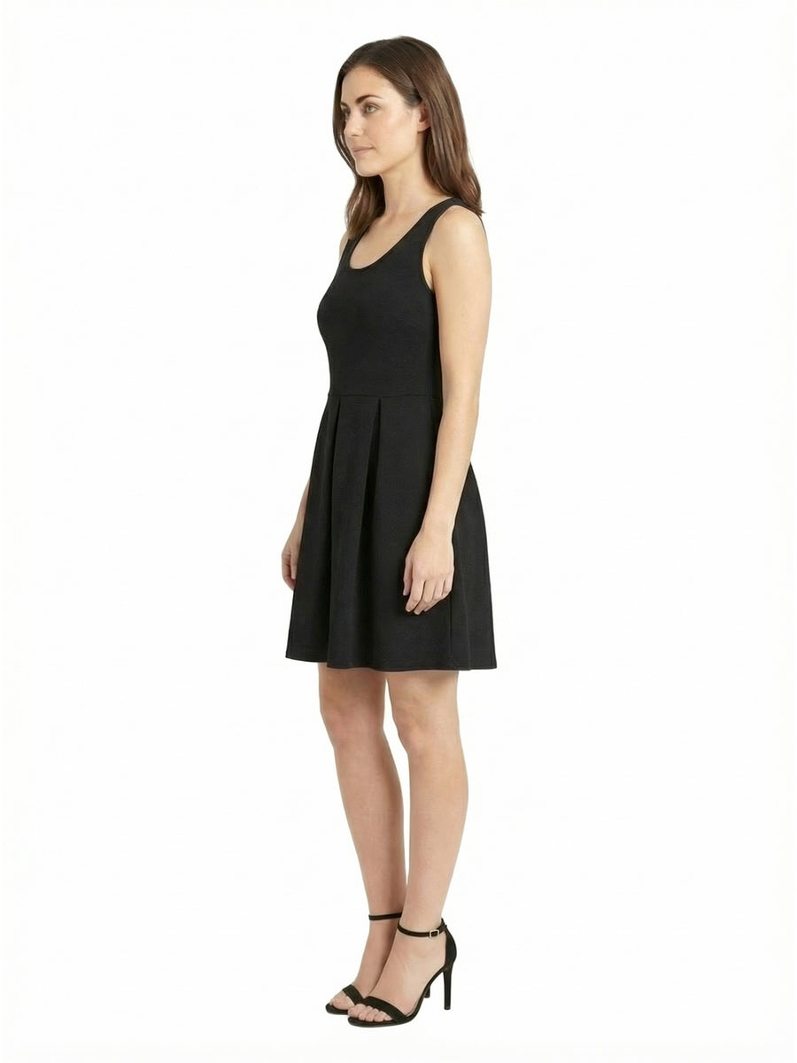Essential Petite Scoop Neck Sleeveless Pleated Pocket Fit N Flare Dress