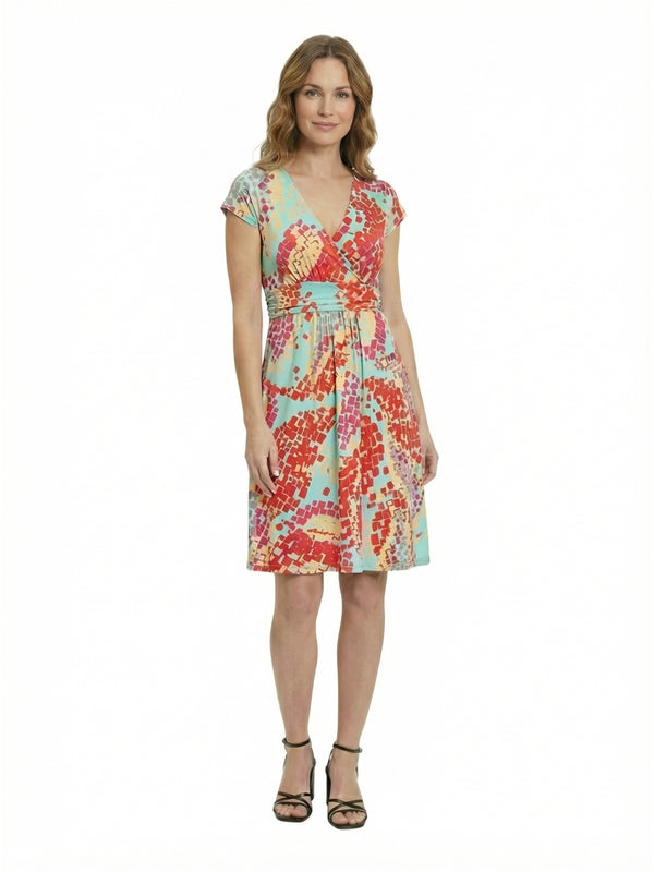 Essential Petite Mosaic Cap Sleeve Knee Length A Line Pocket Dress