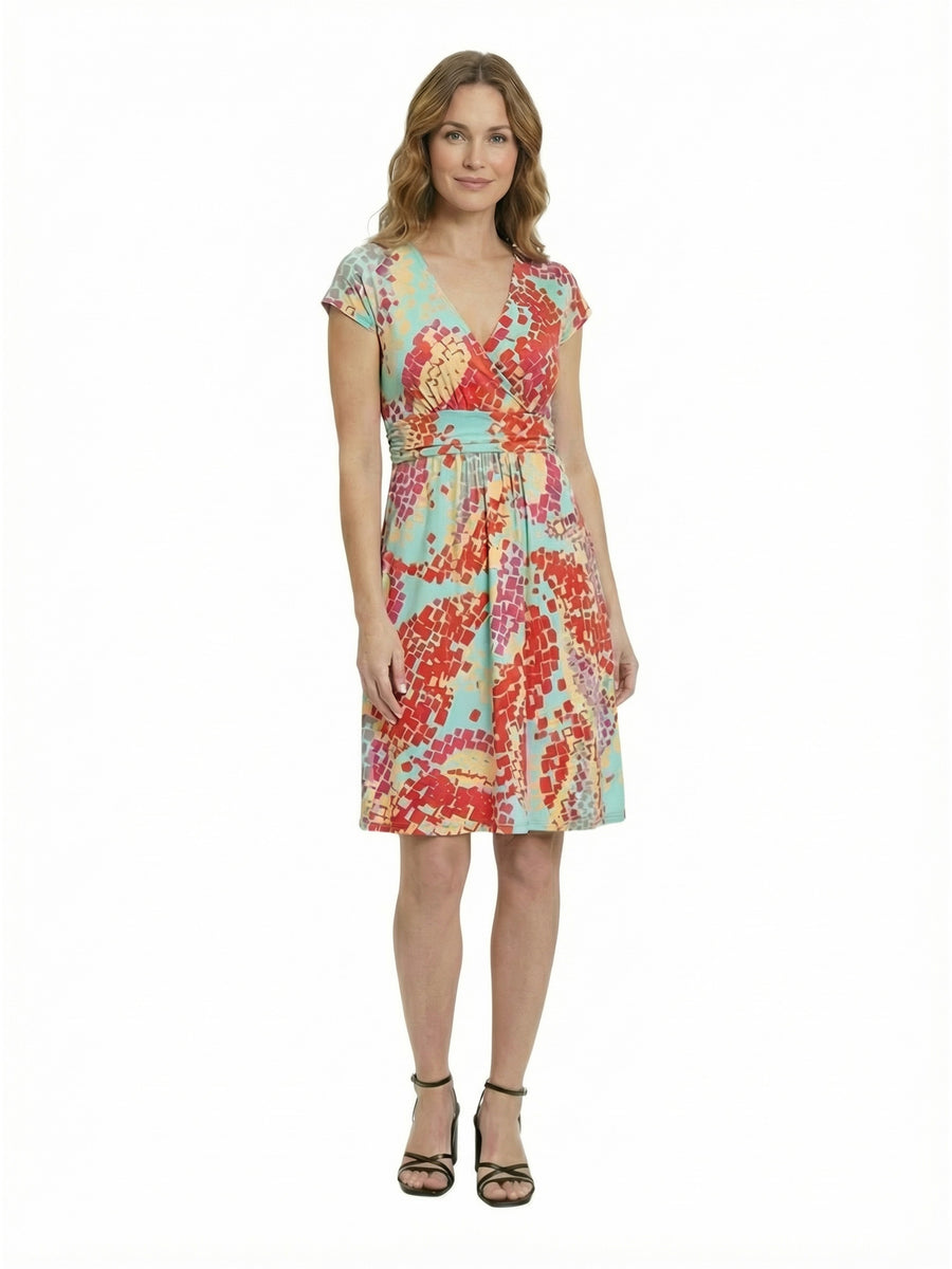 Essential Petite Mosaic Cap Sleeve Knee Length A Line Pocket Dress