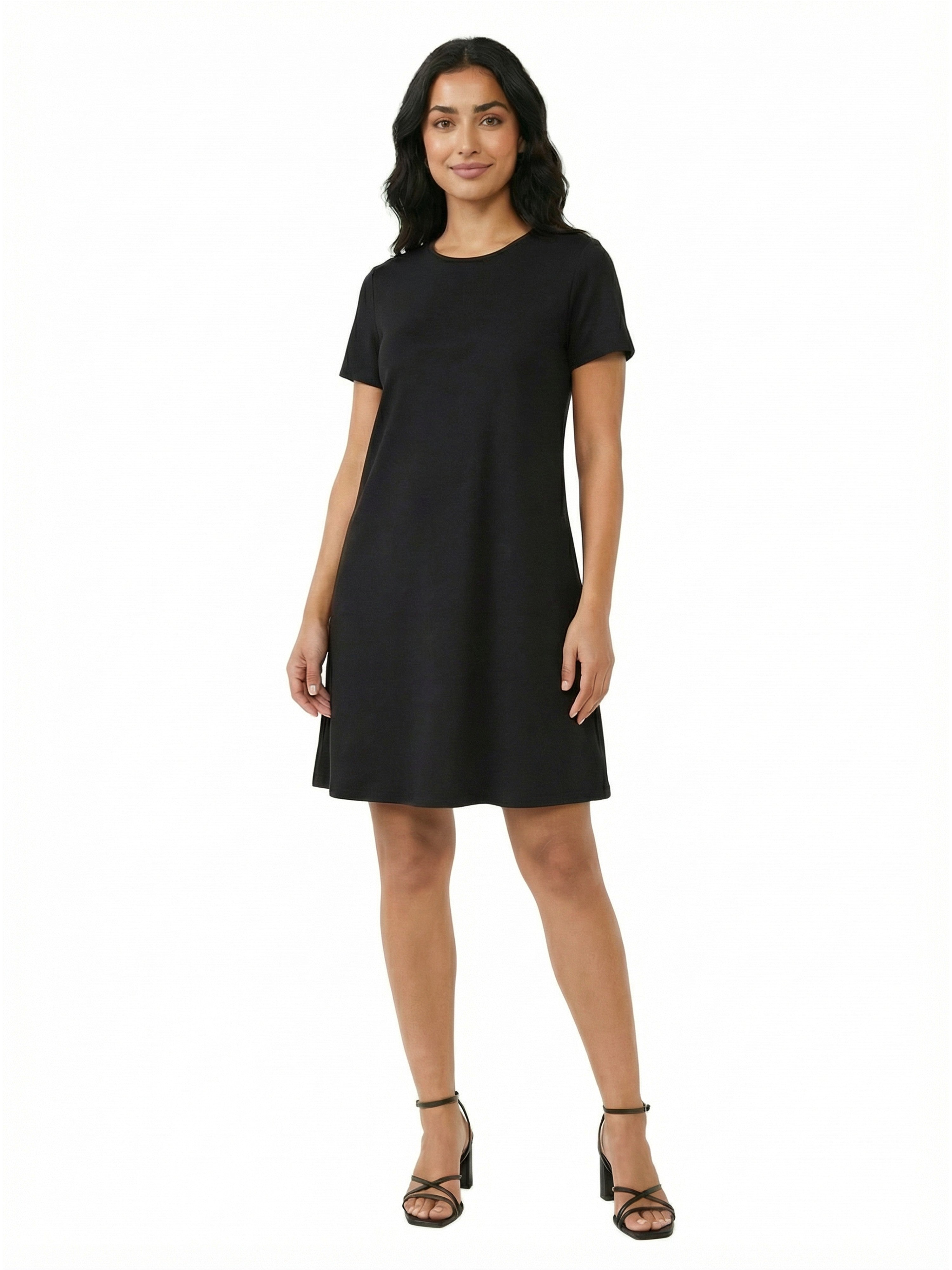shift petite mini dress boohoo Women's Petite Drop Waist Shift Mini Dress