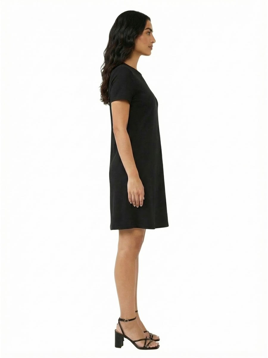 Essential Petite Short Sleeve Round Neck Mini Shift Dress