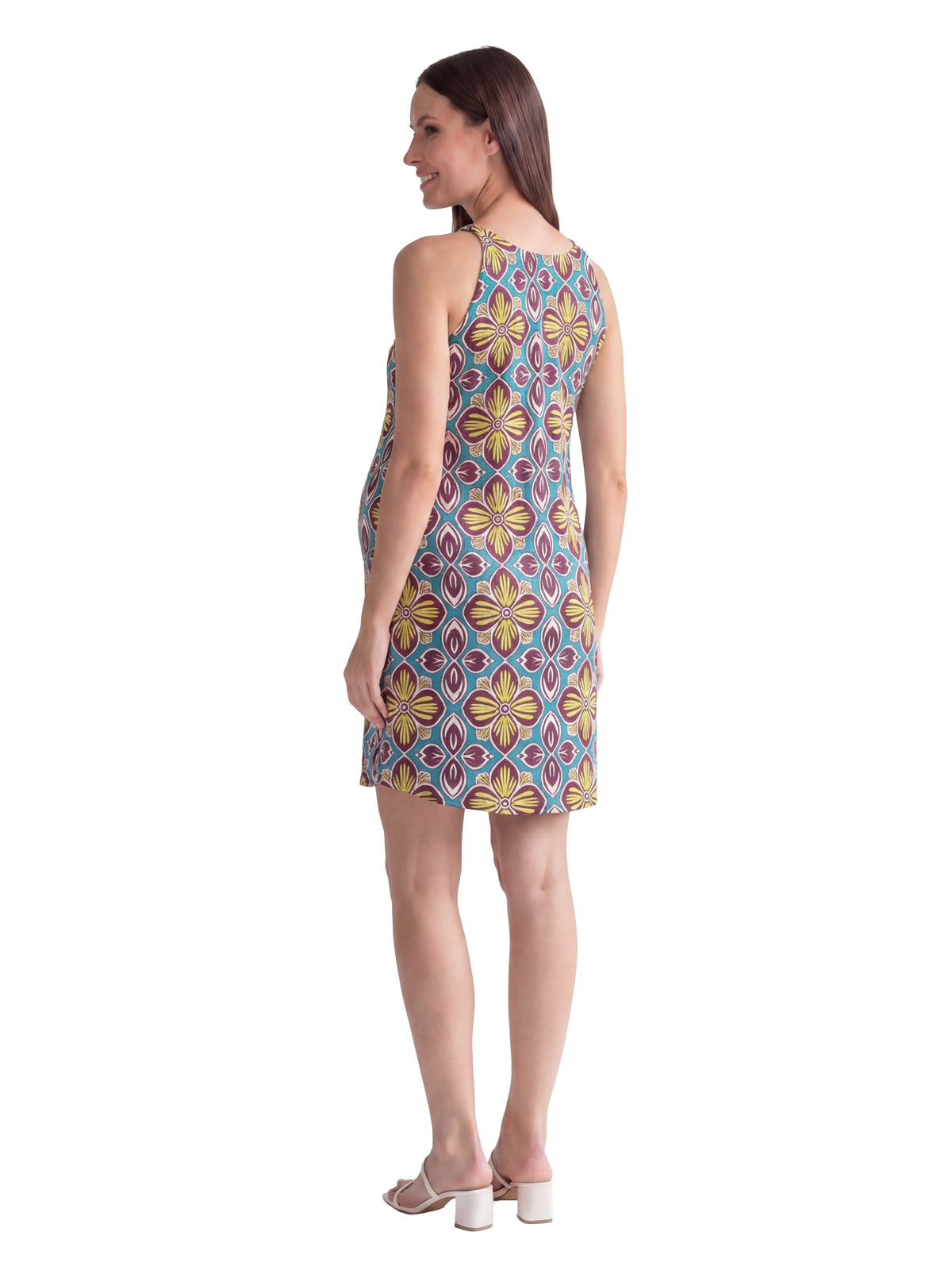 24seven Comfort Essential Maternity Floral Knee Length Paisley Sleeveless Keyhole Dress