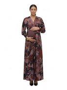 24seven Comfort Elevate Maternity V-Neck Three-Quarter Sleeve Floral Maxi Dress