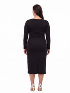 24seven Comfort Essential Curvy Long Sleeve Knot Front Midi Dress