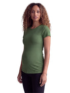 24seven Comfort Basic Maternity Ribbed Knit Round Neck Short Sleeve Top