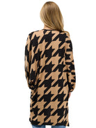 24seven Comfort Essential Womens Geometric Houndstooth Open Front Cardigan Jacket