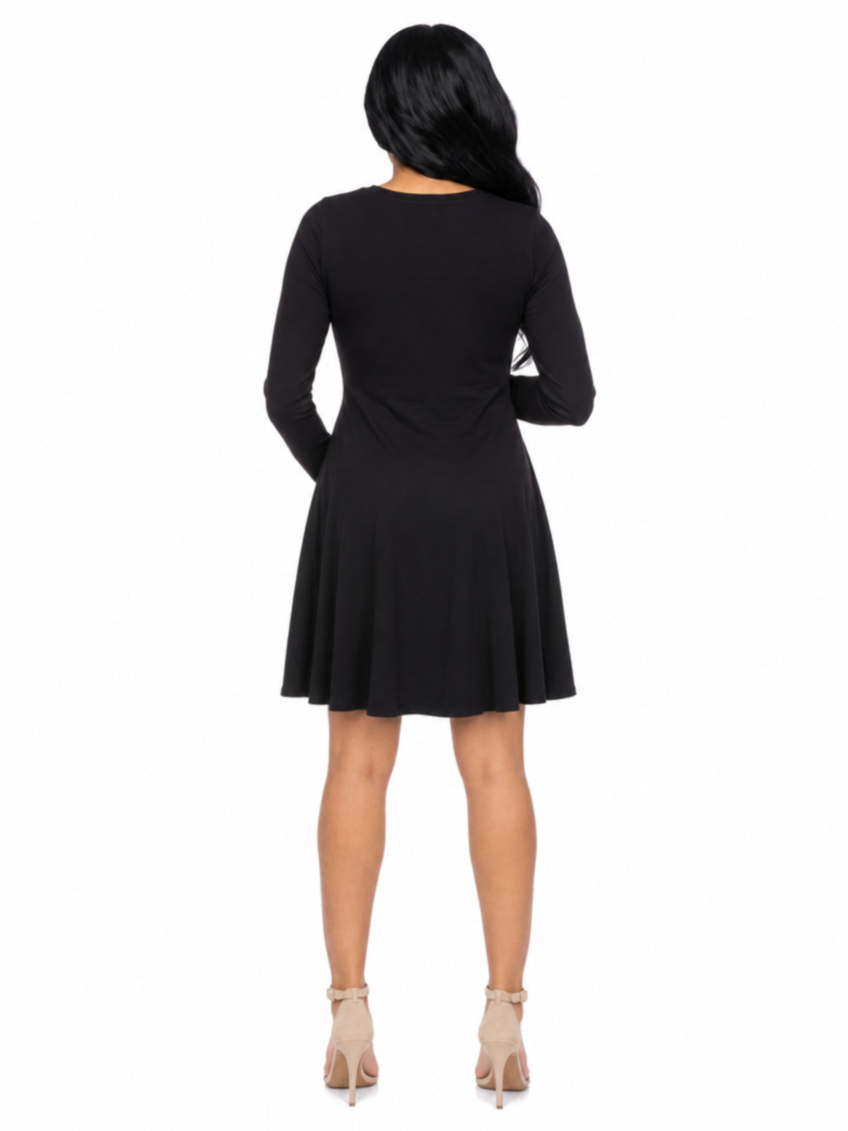 24seven Comfort Essential Maternity Scoop Neck Long Sleeve Knee Length Skater Dress