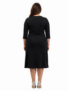 24seven Comfort Elevate Curvy V-Neck Three-Quarter Sleeve Wrap Dress