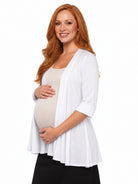 24seven Comfort Basic Maternity Open Front Elbow Sleeve Long Fit Jacket