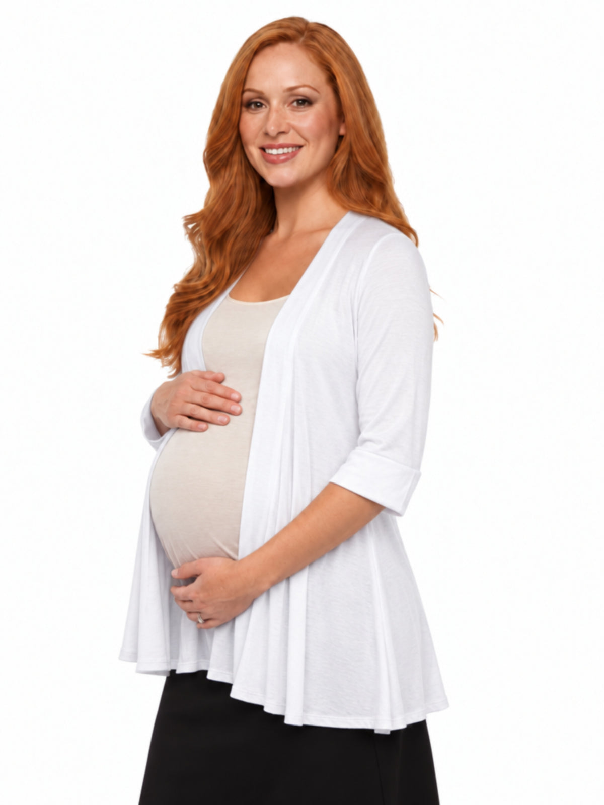 24seven Comfort Basic Maternity Open Front Elbow Sleeve Long Fit Jacket