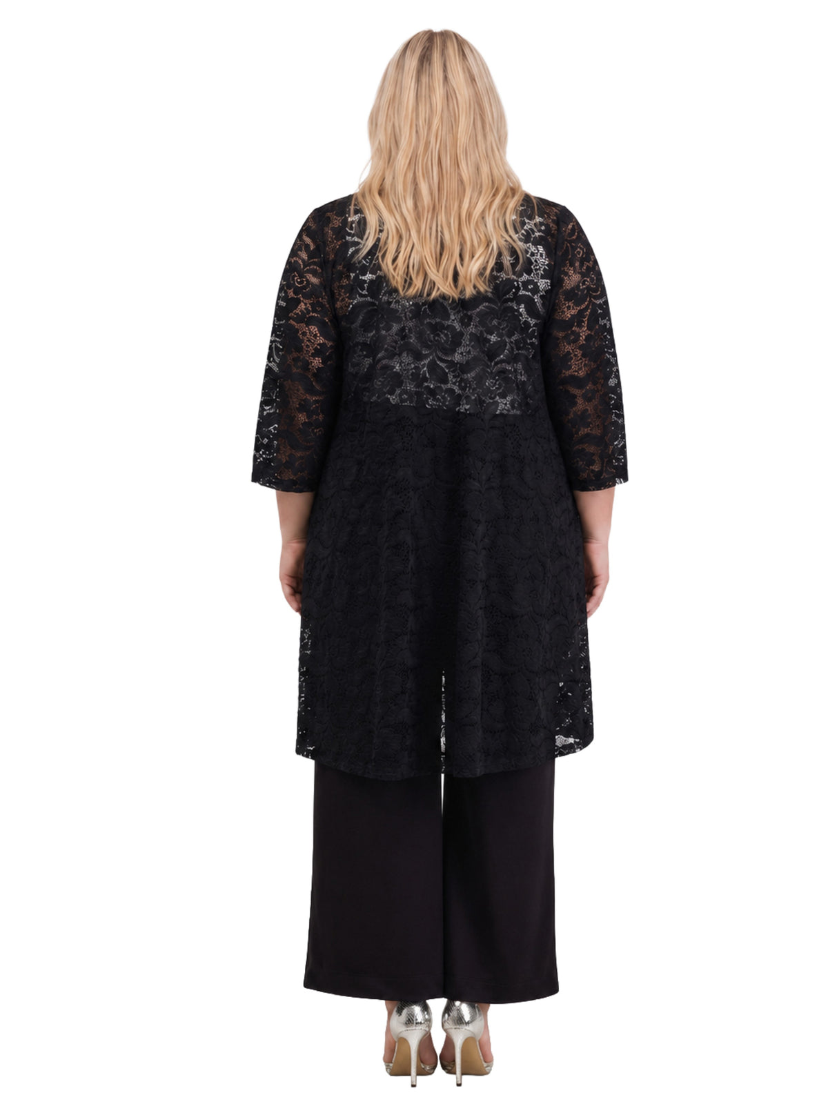 24seven Comfort Elevate Curvy Lace Open Front Three-Quarter Sleeves Jacket