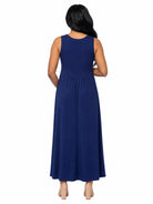 24seven Comfort Essential Maternity V Neck Sleeveless A Line Pocket Maxi Dress