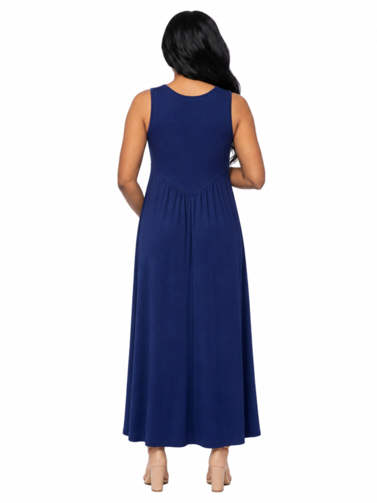 24seven Comfort Essential Maternity V Neck Sleeveless A Line Pocket Maxi Dress