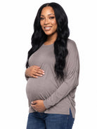 24seven Comfort Basic Maternity Wide Boat Neck Long Sleeve Dolman Style Top
