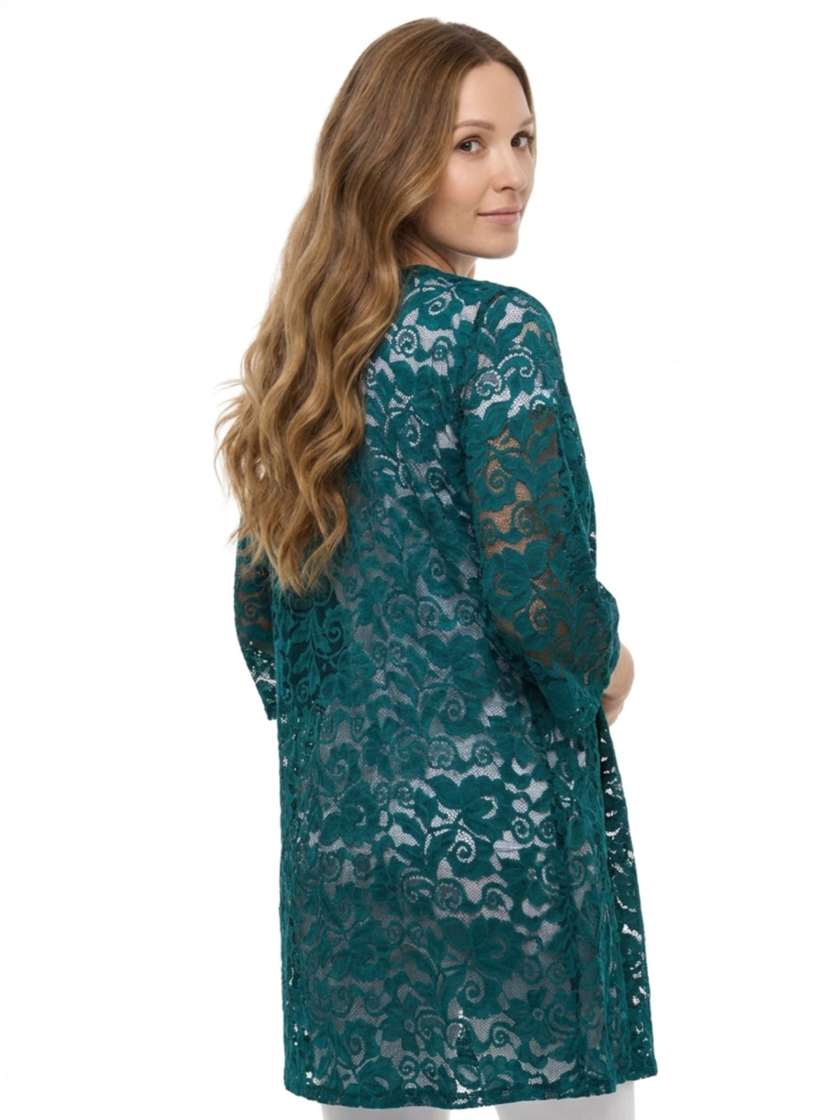 24seven Comfort Elevate Maternity Lace Open Front Three-Quarter Sleeves Jacket