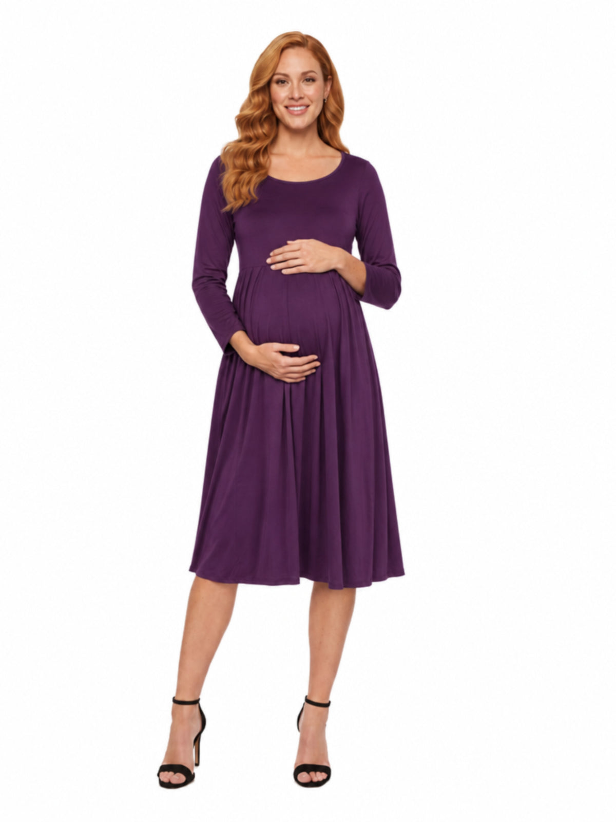 24seven Comfort Essential Maternity Midi Length Fit N Flare Pocket Dress