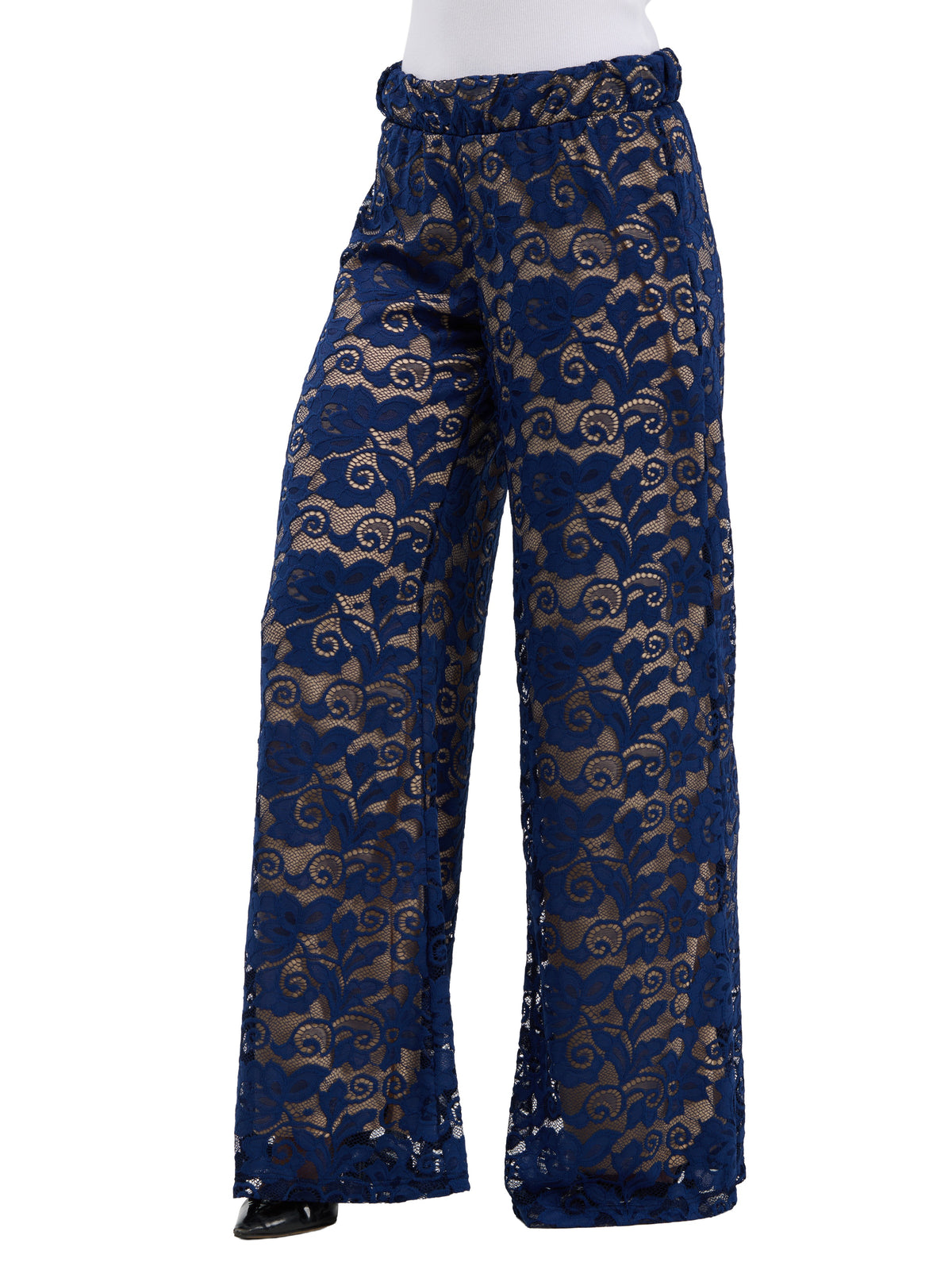 24seven Comfort Elevate Womens Lace  Elastic Waist Wide Leg Pants